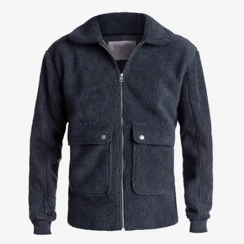 Thick Plush Jacket with Lapel for Fall and Winter