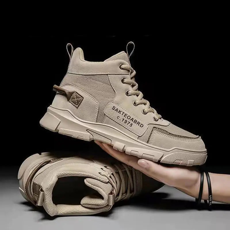 Men's Lace-up Platform Canvas Ankle Boots