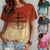 Women's Summer Short Sleeve T-shirt with Cross Print