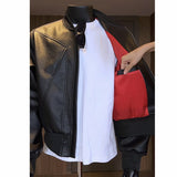 Pu Egg White Leather Litchi Leather Jacket