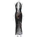 Women's Fashion Printed Halter Long Dress