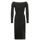 Women's Fashion Slit-Breasted Knit Long Dress