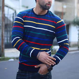 Men's Striped Round Neck Bottom Shirt