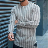 Men's Striped Round Neck Bottom Shirt