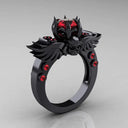 New Style Skull Ring with Ruby Jewelry
