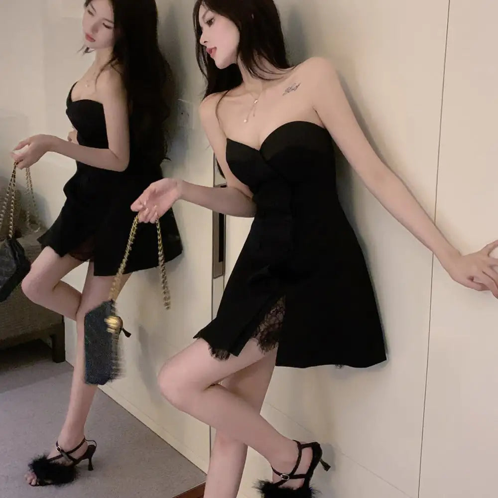 Women's Summer French Lace Tube Top Dress