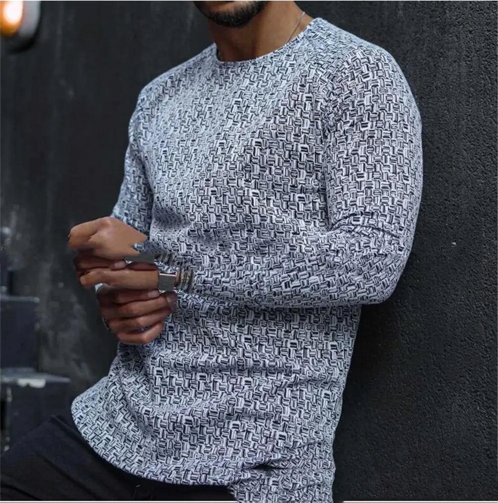 Men's Striped Round Neck Bottom Shirt