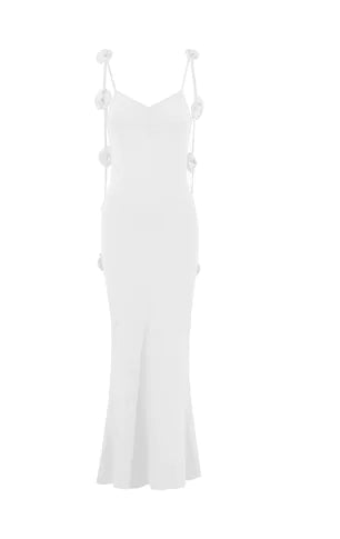 Skinny V-neck Dress with Solid Color Floral Design