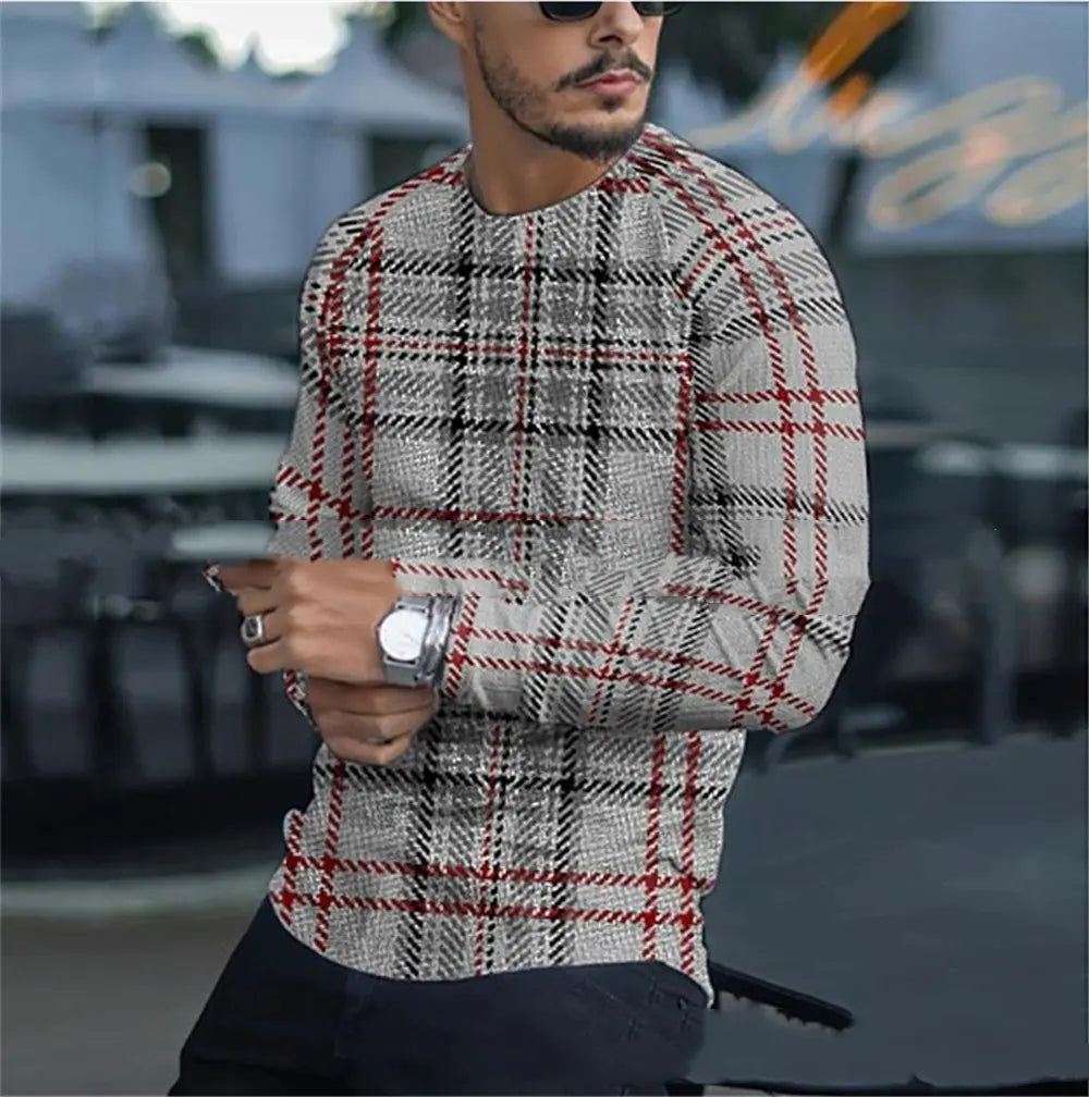 Men's Striped Round Neck Bottom Shirt