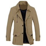 Men's Casual Mid-Length Cotton Trench Coat