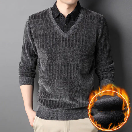 Warm Thickened Chenille Knit Long Sleeve Top for Men