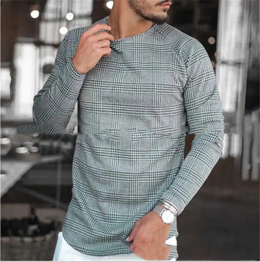 Men's Striped Round Neck Bottom Shirt