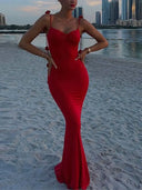 Skinny V-neck Dress with Solid Color Floral Design