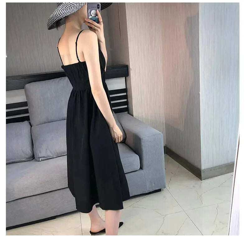 Elegant High-Waisted Summer Dress with Sleeves